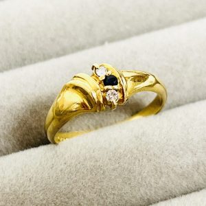 K18 サファイア メレダイヤ付きリング